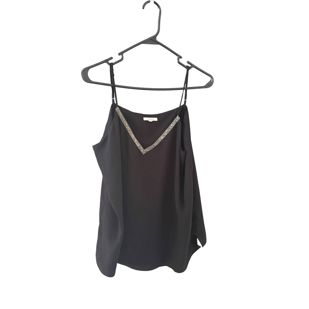 Maurices 2010s Womens‎ XL Black Beaded Rhinestone V-Neck Camisole Going OutTop